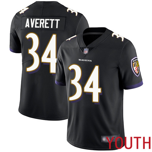 Baltimore Ravens Limited Black Youth Anthony Averett Alternate Jersey NFL Football #34 Vapor Untouchable->youth nfl jersey->Youth Jersey